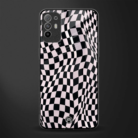trippy b&w check pattern glass case for oppo f19 pro plus image