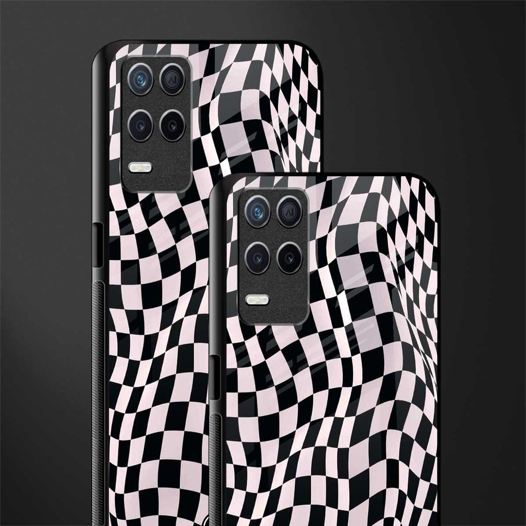 trippy b&w check pattern glass case for realme 8 5g image-2