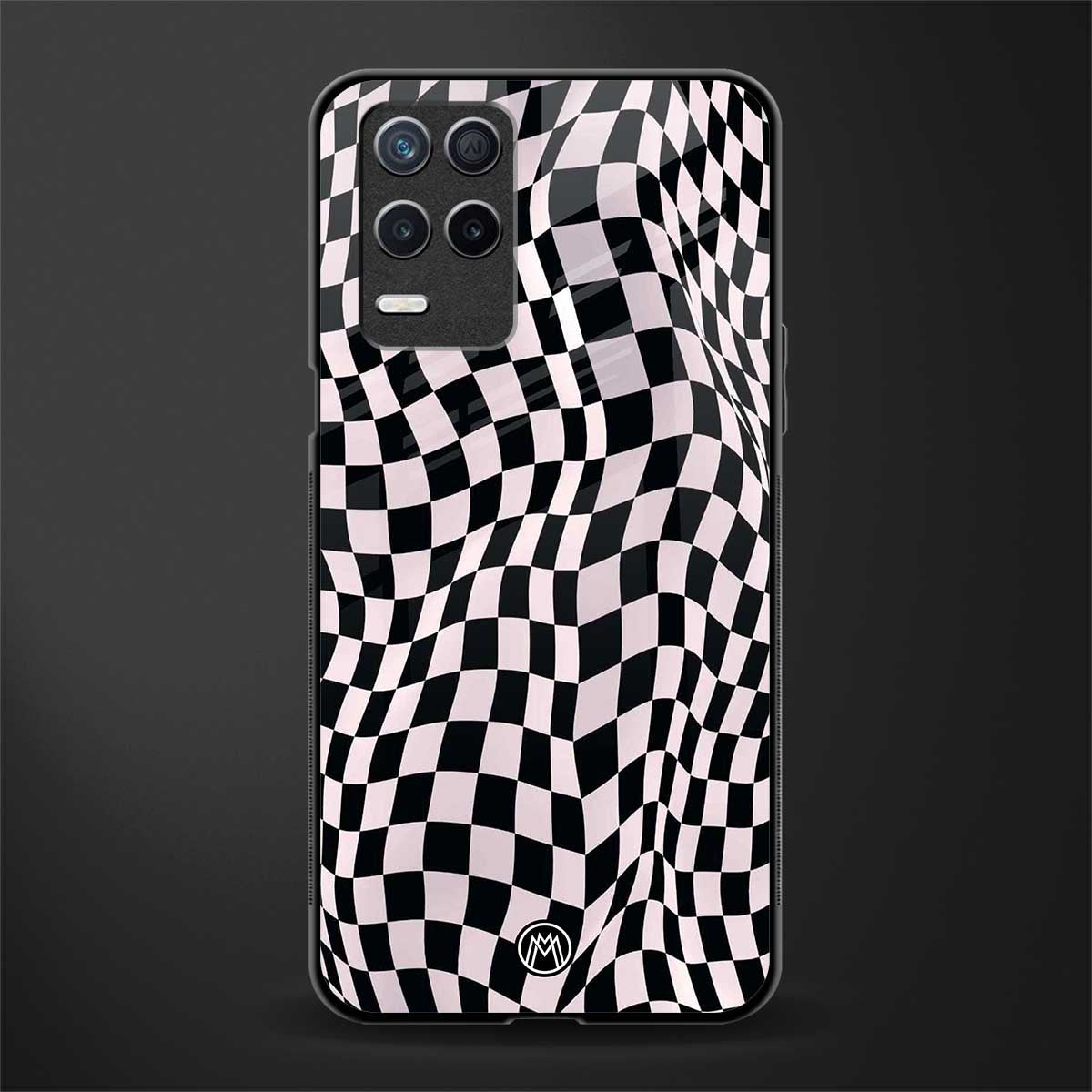 trippy b&w check pattern glass case for realme 8 5g image