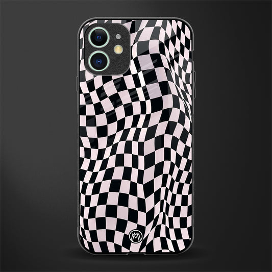 trippy b&w check pattern glass case for iphone 12 mini image