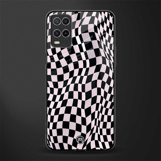 trippy b&w check pattern glass case for oppo a54 image