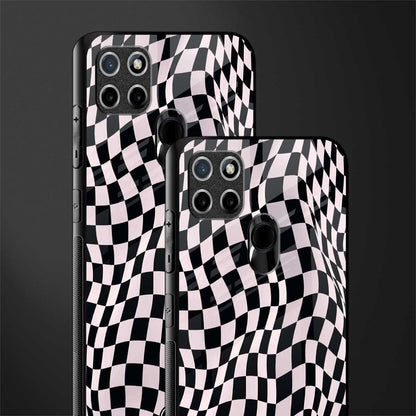 trippy b&w check pattern glass case for realme c21 image-2