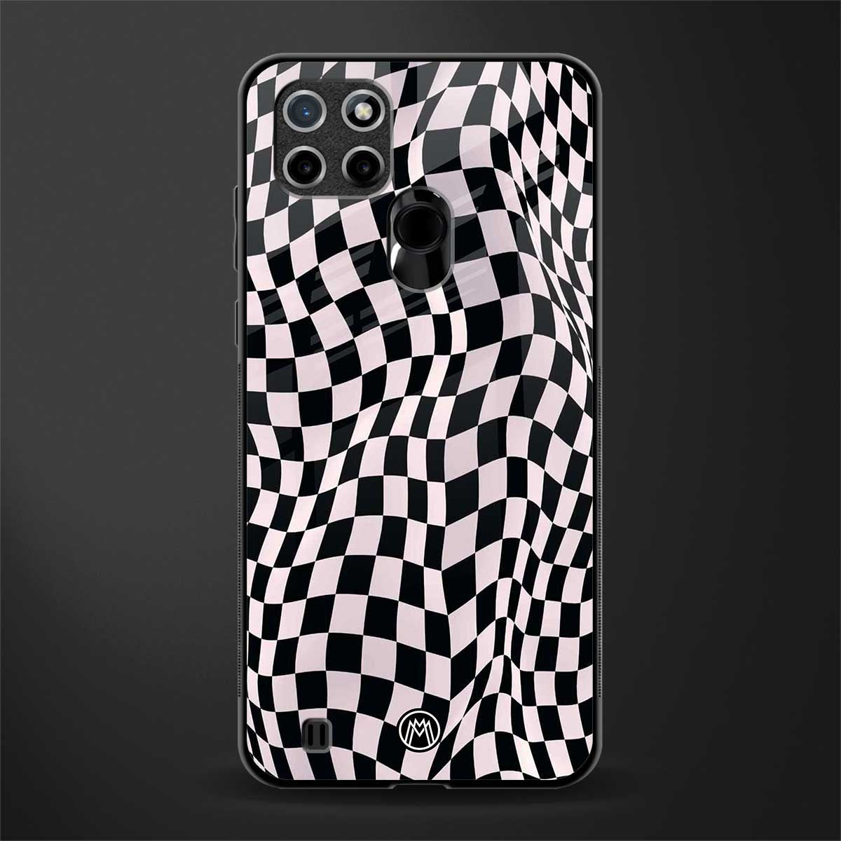 trippy b&w check pattern glass case for realme c21 image