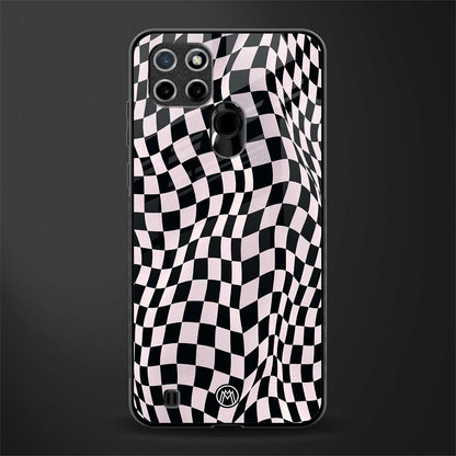 trippy b&w check pattern glass case for realme c21 image