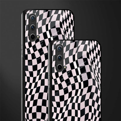 trippy b&w check pattern glass case for oneplus nord ce 5g image-2