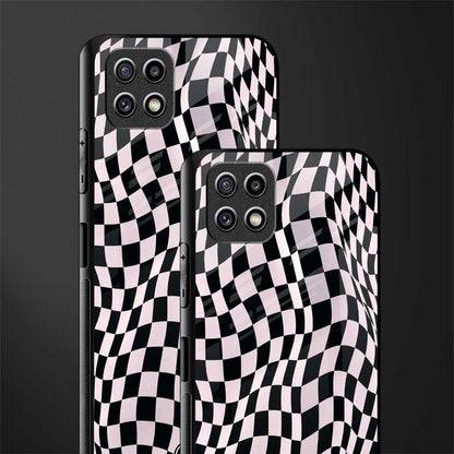 trippy b&w check pattern glass case for samsung galaxy a22 5g image-2