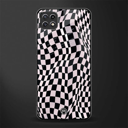 trippy b&w check pattern glass case for samsung galaxy a22 5g image