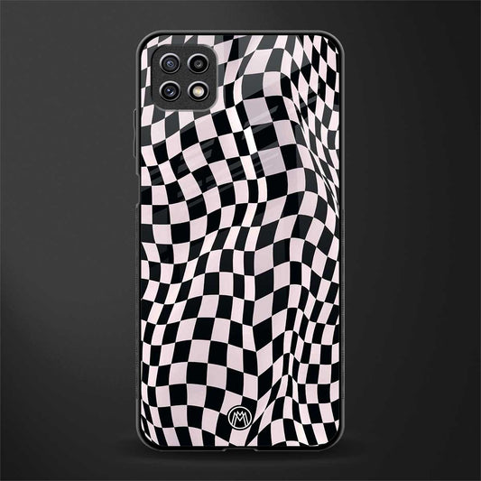 trippy b&w check pattern glass case for samsung galaxy a22 5g image