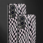 trippy b&w check pattern glass case for vivo v21e 5g image-2