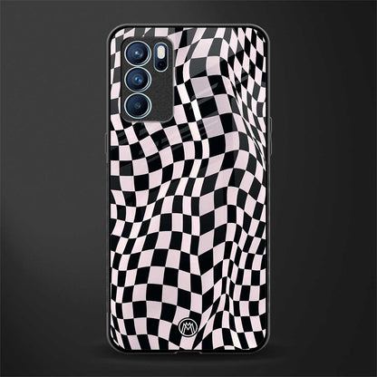 trippy b&w check pattern glass case for oppo reno6 5g image