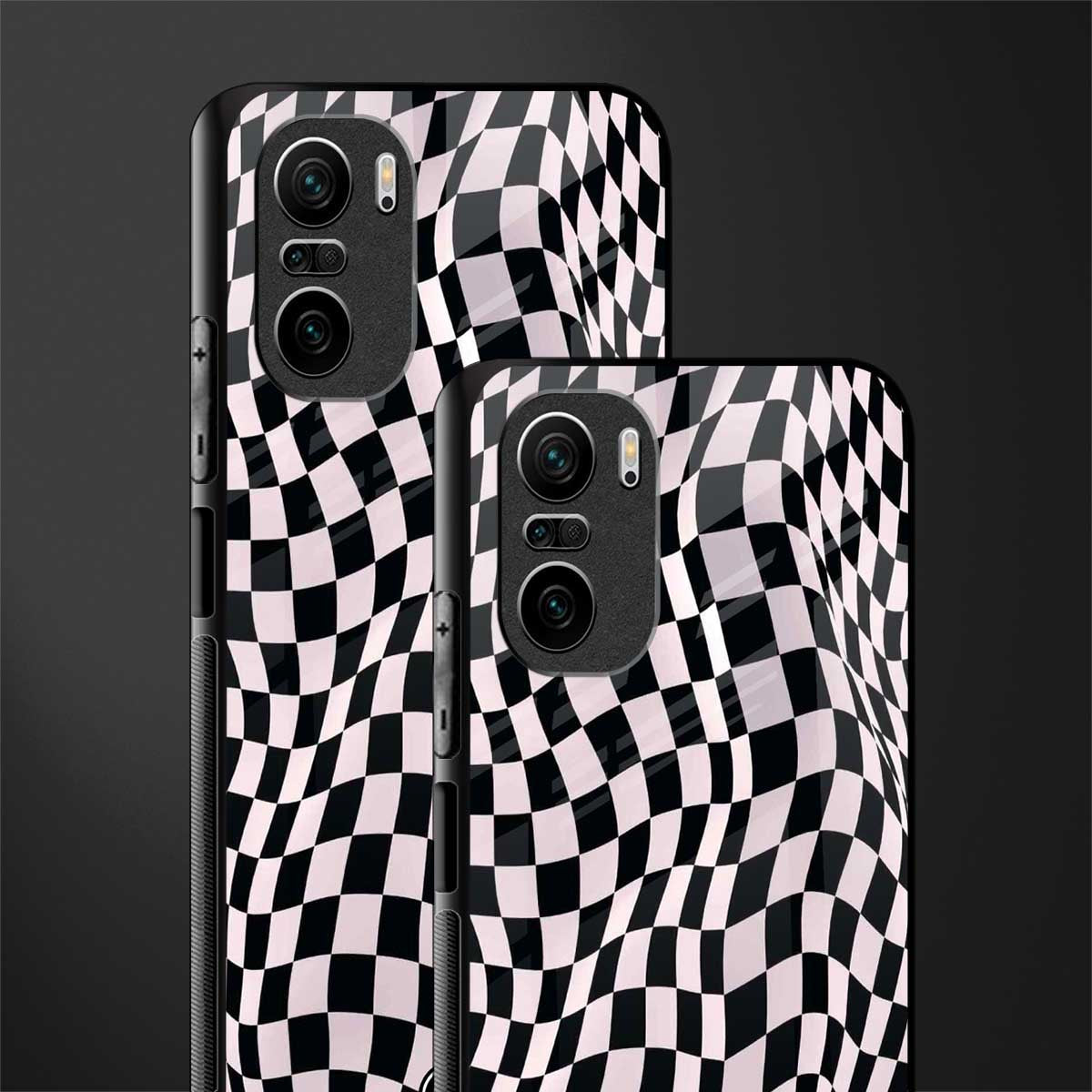 trippy b&w check pattern glass case for mi 11x 5g image-2