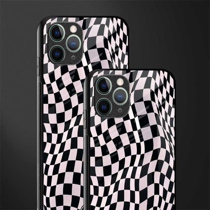 trippy b&w check pattern glass case for iphone 11 pro image-2