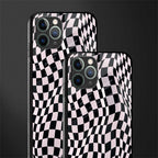 trippy b&w check pattern glass case for iphone 11 pro max image-2