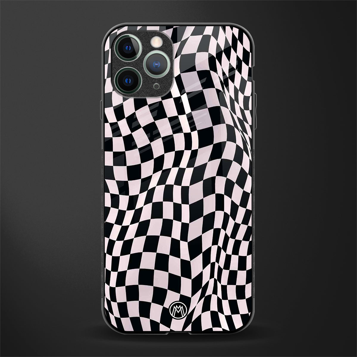 trippy b&w check pattern glass case for iphone 11 pro image