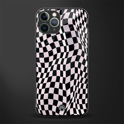 trippy b&w check pattern glass case for iphone 11 pro image