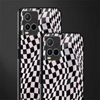 trippy b&w check pattern glass case for vivo y21s image-2