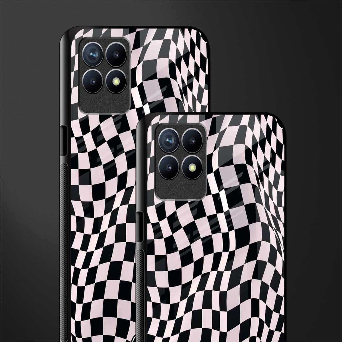 trippy b&w check pattern glass case for realme 8i image-2