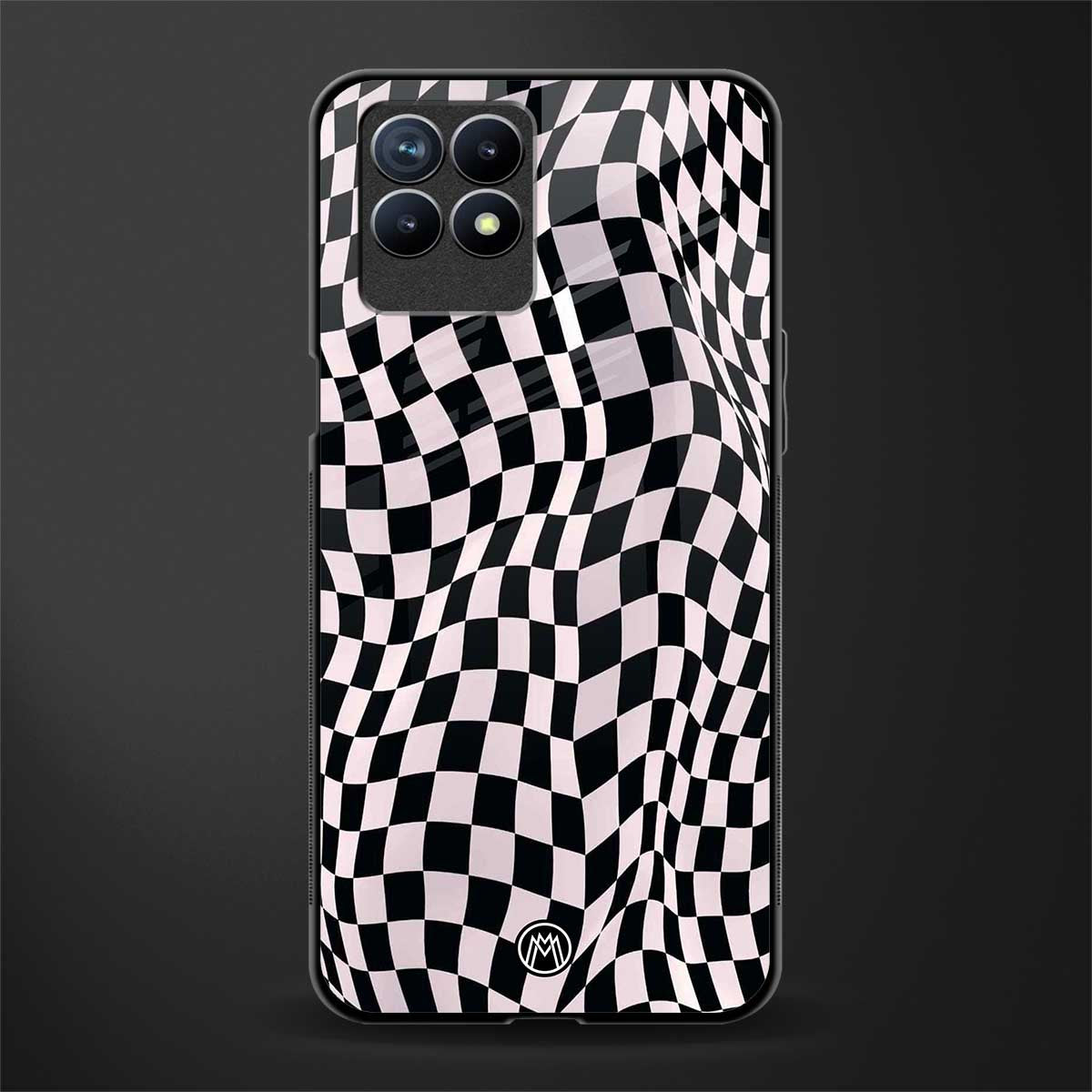 trippy b&w check pattern glass case for realme 8i image