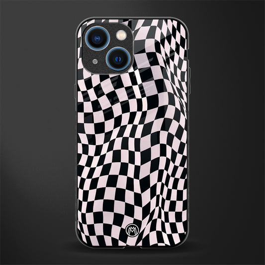 trippy b&w check pattern glass case for iphone 13 mini image