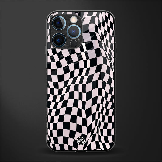 trippy b&w check pattern glass case for iphone 12 pro image