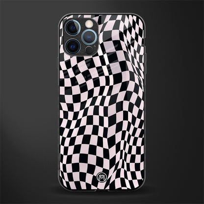 trippy b&w check pattern glass case for iphone 14 pro max image