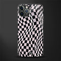 trippy b&w check pattern glass case for iphone 11 pro max image
