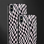 trippy b&w check pattern glass case for iphone xs max image-2