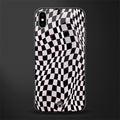 trippy b&w check pattern glass case for iphone xs max image