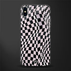 trippy b&w check pattern glass case for iphone xs max image