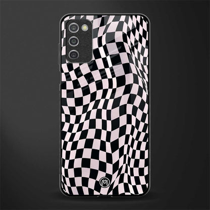 trippy b&w check pattern glass case for samsung galaxy a03s image