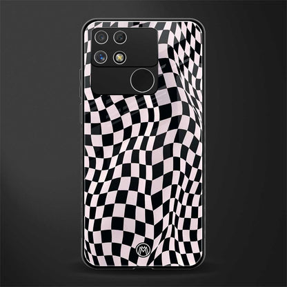 trippy b&w check pattern back phone cover | glass case for realme narzo 50a