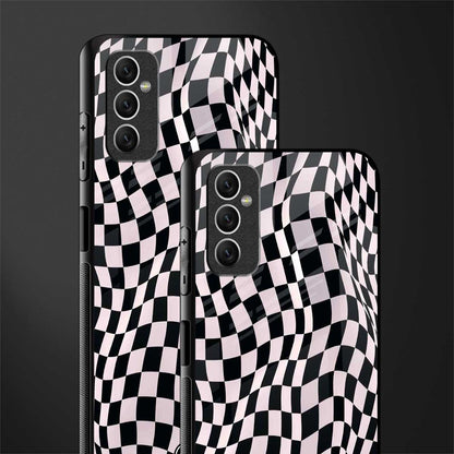 trippy b&w check pattern glass case for samsung galaxy m52 5g image-2