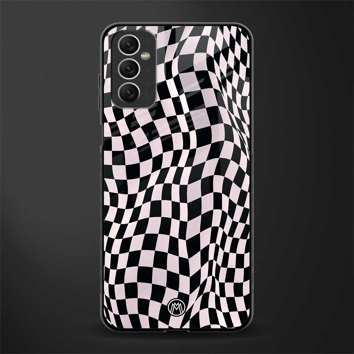 trippy b&w check pattern glass case for samsung galaxy m52 5g image