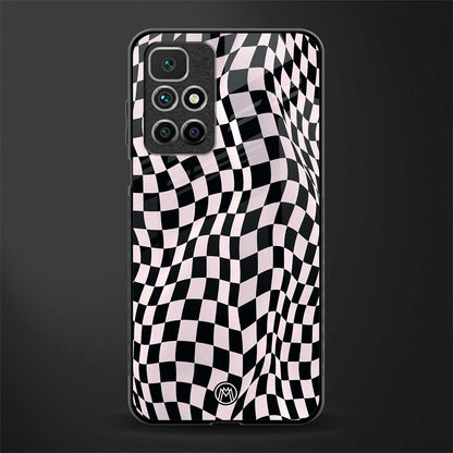 trippy b&w check pattern glass case for redmi 10 prime image