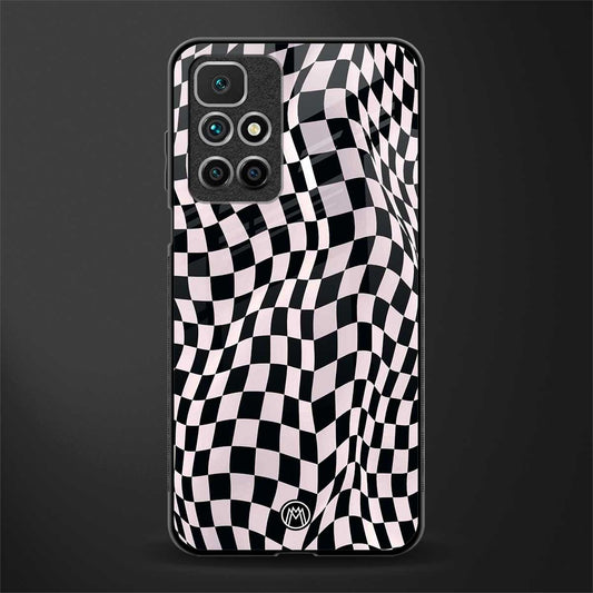 trippy b&w check pattern glass case for redmi 10 prime image