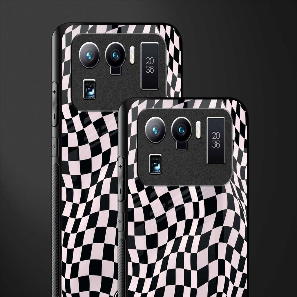 trippy b&w check pattern glass case for mi 11 ultra 5g image-2