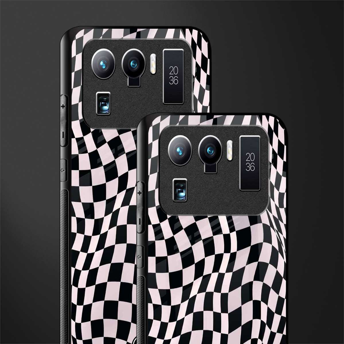 trippy b&w check pattern glass case for mi 11 ultra 5g image-2