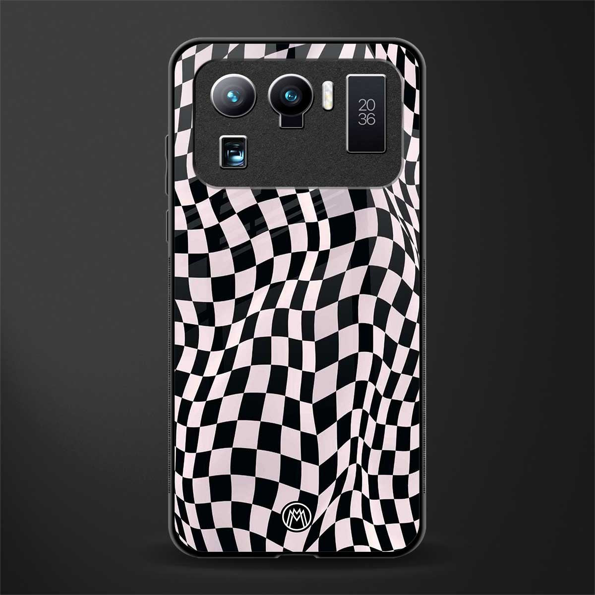 trippy b&w check pattern glass case for mi 11 ultra 5g image