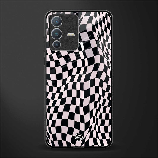 trippy b&w check pattern glass case for vivo v23 pro 5g image