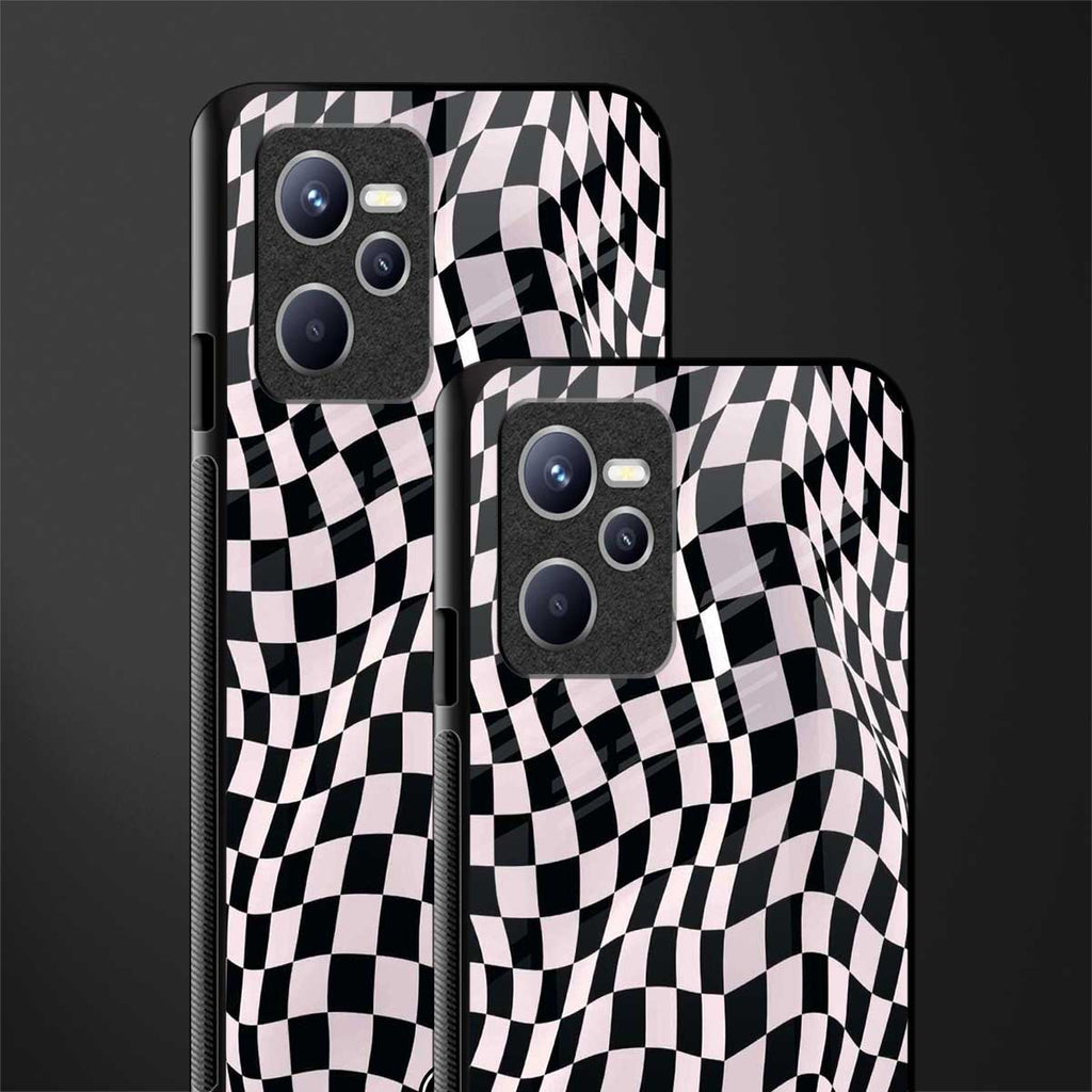 trippy b&w check pattern glass case for realme c35 image-2