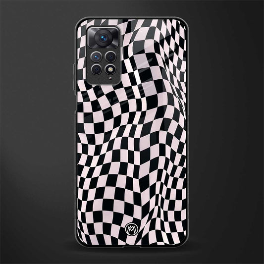 trippy b&w check pattern back phone cover | glass case for redmi note 11 pro plus 4g/5g