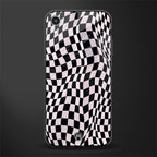 trippy b&w check pattern glass case for iphone xr image