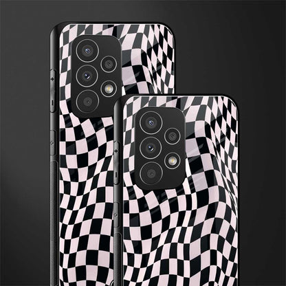 trippy b&w check pattern back phone cover | glass case for samsung galaxy a23