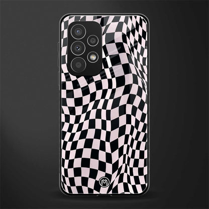 trippy b&w check pattern back phone cover | glass case for samsung galaxy a23