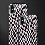 trippy b&w check pattern glass case for iphone x image-2