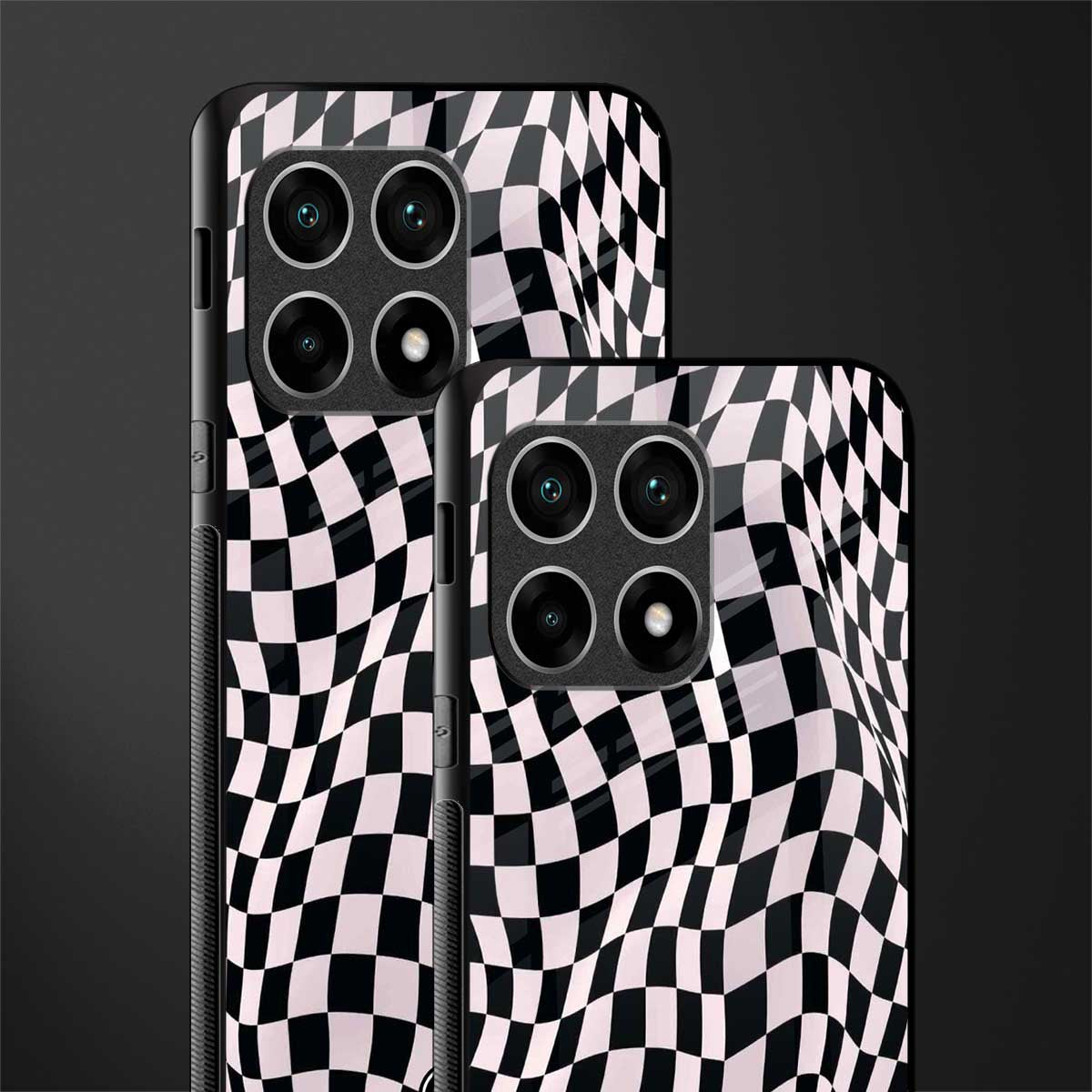 trippy b&w check pattern glass case for oneplus 10 pro 5g image-2