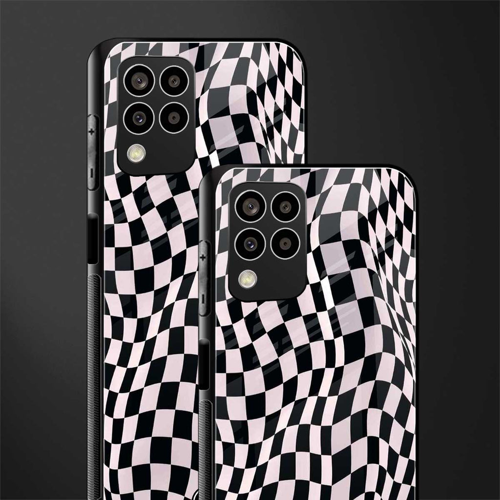 trippy b&w check pattern back phone cover | glass case for samsung galaxy m33 5g