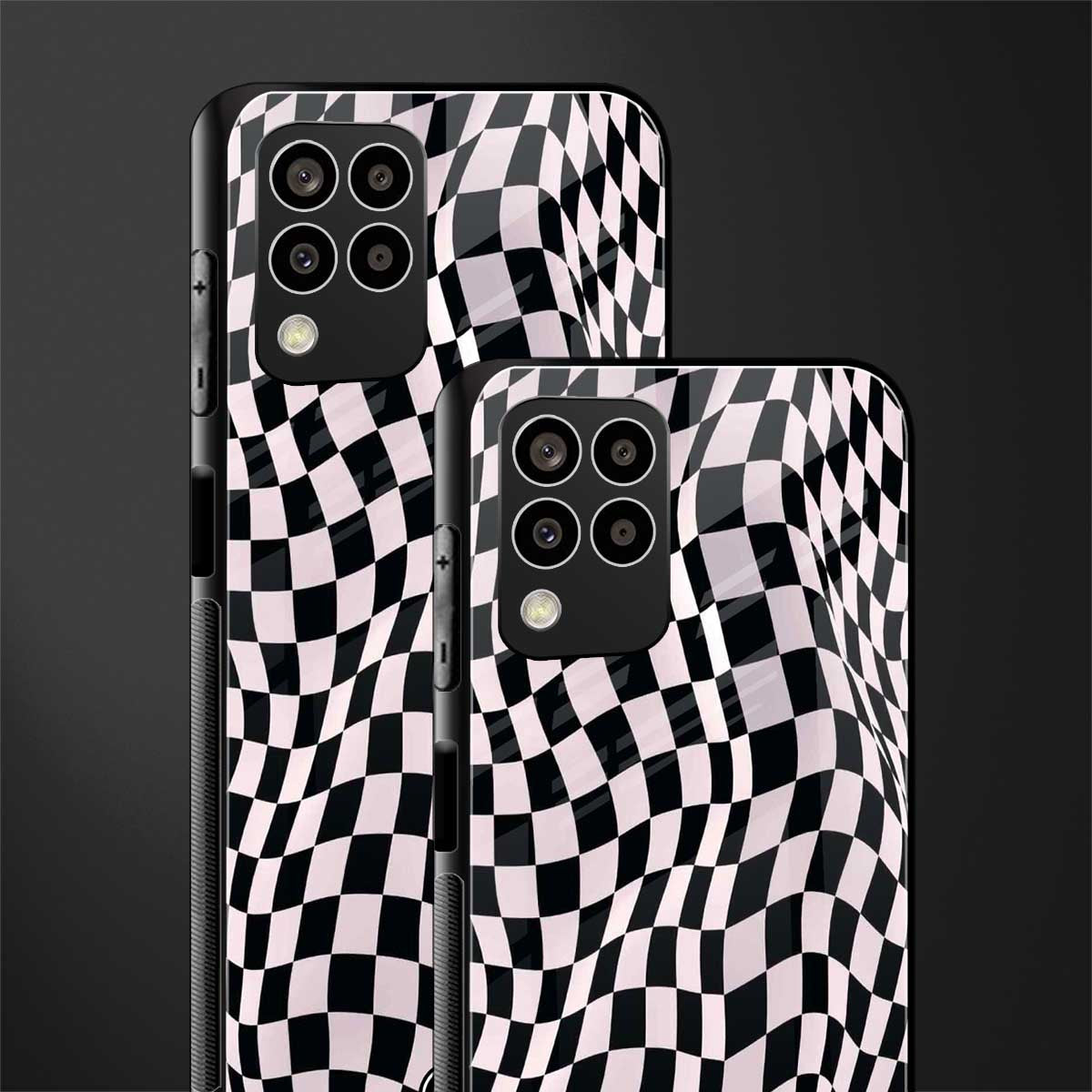 trippy b&w check pattern back phone cover | glass case for samsung galaxy m33 5g
