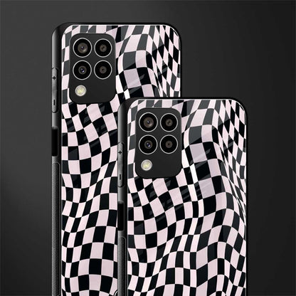 trippy b&w check pattern back phone cover | glass case for samsung galaxy m33 5g