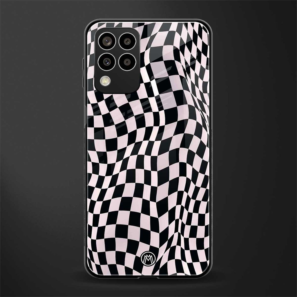 trippy b&w check pattern back phone cover | glass case for samsung galaxy m33 5g